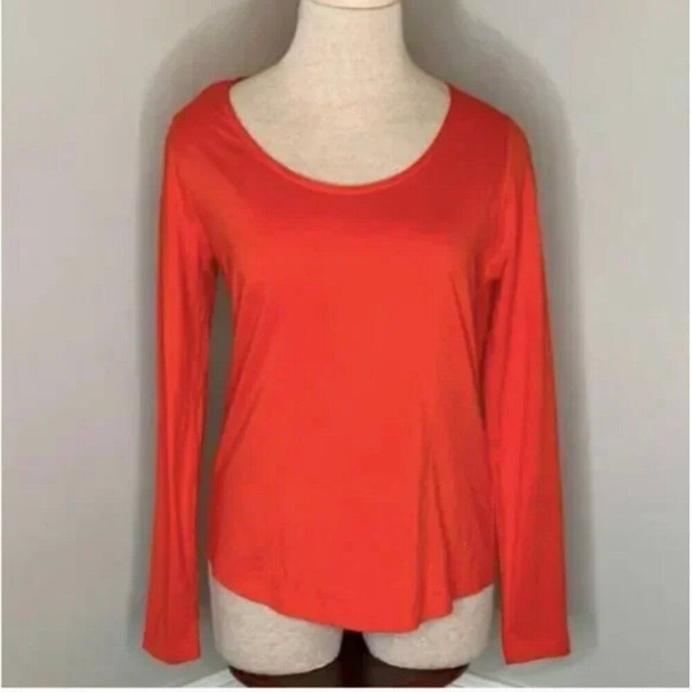 Boden Women's Long Sleeve Orange Scoop Neck Top Size 8